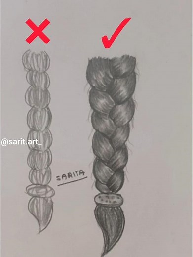 How to draw a realistic hair braid ! easy braid drawing #braidhair #braidstyles #youtubeshorts