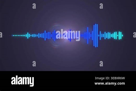 Centered horizontal audio waveform pulsing and spiking on peak, shifting cyan hues to show dynamics. Spectrum, glow, flare, lensflare, bars, gradient, blue Stock Video Footage - Alamy