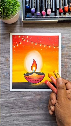 🪔 Beautiful Diwali Diya Drawing | Easy Oil Pastel Art for Beginners #art #oilpastel