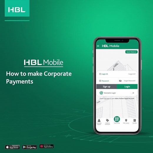 Make payments to HBL’s 100 corporate partners at your convenience#corporatepayments Just log on to HBL Mobile, and follow the onscreen instructions in the tutorial video Download HBL Mobile now: www.hbl.com/m #HBL #HBLMobile #CorporatePayments | HBL