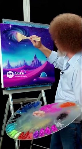 Bob Ross Paints a Galaxy | AI Art Tribute