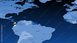 Ecuador flag icon GPS location tracking animation on earth map Stock Video