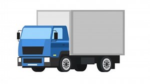 Cartoon isolated blue truck car flat animation