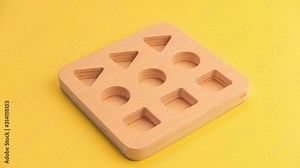 Geometric shape and color matching 3d wooden puzzle for kids Stock Video