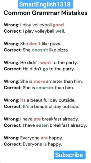 Common Grammar Mistakes In English #english #englishlearning #education