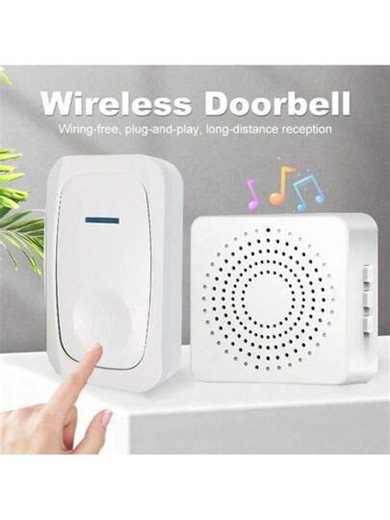 Wireless Doorbell, 1-Button Receiver, 1-Button Chime, Long-Range Waterproof Doorbell, Suitable For Home. USB Doorbell, Voice Intelligent, Wireless Remote Control, Electronic Music Doorbell. | SHEIN