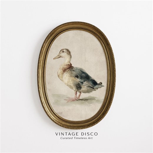 Vintage Watercolor Duck Painting - Earthy Cottage Farmhouse Spring Print, Minimalist Sage Green Easter Decor - Etsy