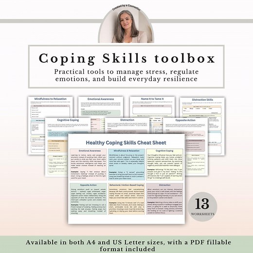 Coping Skills Toolbox, Emotional Regulation Stress Relief Therapy Worksheets PDF - Etsy