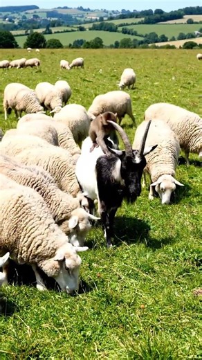 Baby Monkey Keeps the Grassland in Order #sheep #goat