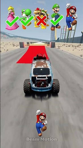 Mario Cars Jump Challenge - BeamNG.Drive #shorts #mario #SuperMarioGalaxyMovie