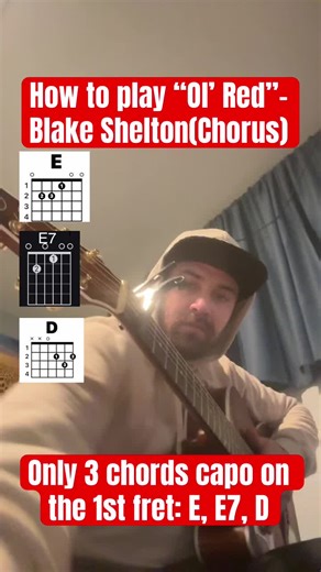 Easy guitar song “Ol’ Red”-Blake Shelton Chorus #fypシ゚viral #guitar #tutorial #fypシ゚ #fypシ