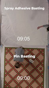 Spray adhesive basting or pin quilt basting — which do you prefer? Let us know in the comments below! And be sure to check out this article for more fun basting tips & tricks 👉 https://buff.ly/3WAyuuL | Quilting Daily