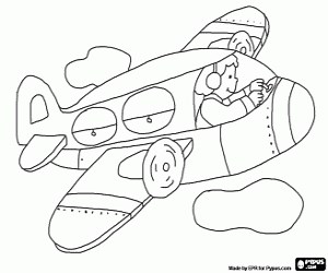 Teo is the pilot of a plane coloring page printable game