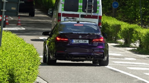 BMW M3 brutal acceleration on narrow street