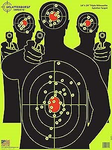 Amazon.com : Splatterburst Targets - 18 x 24 inch - Triple Silhouette Splatter Target - Easily See Your Shots Burst Bright Fluorescent Yellow Upon Impact - Made in USA : Sports & Outdoors