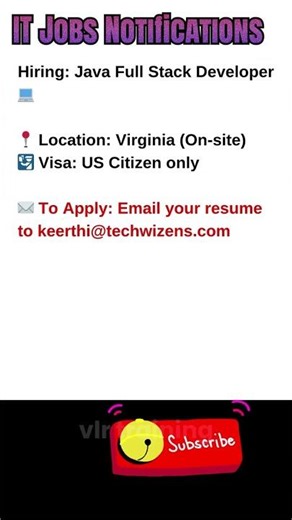 Java Full Stack Developer Job in Virginia Sept 18, 2025