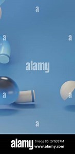 Abstract colorful objects falling down isolated on blue background. Animation. 3D bagel shaped details and half spheres falling randomly Stock Video Footage - Alamy