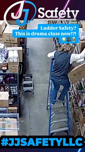 1.4M views · 5.4K reactions | Worker has the most dramatic ladder fall ever seen!?! #jjsafetyllc #safetyfirst #safetyfails | JJ Safety LLC | Facebook
