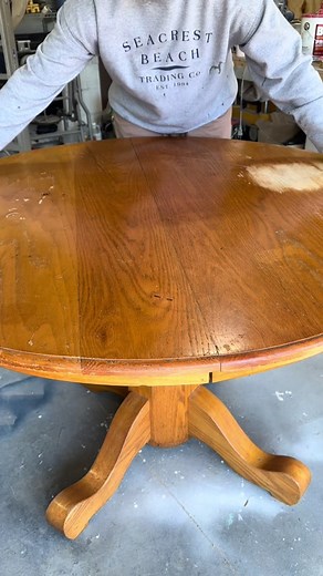 ill take stripping over sanding any day of the week 🙋🏼‍♀️ all supplies can be found in my amazon storefront by clicking the link in my bio ✨💜 #oaktablemakeover #furniturestrip #tablemakeover #furnitureflip #furnituremakeover #nashville #tennessee