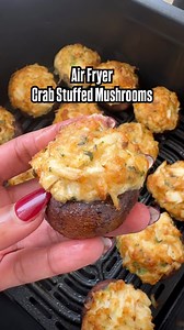 Air Fryer Crab Stuffed Mushrooms (low-carb, keto) Comment 'RECIPE' and I'll send the recipe to your DMs! | Shannon Epstein - Fit Slow Cooker Queen