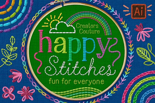Free Embroidery / Thread Brushes for Illustrator - Jessica Johnson