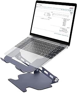 Adjustable Laptop Stand for Desk, Ergonomic Computer Stand, Foldable Laptop Cooling Stand, Notebook Riser Holder Compatible with MacBook Air/Pro, Dell, HP, 10-16" Universal