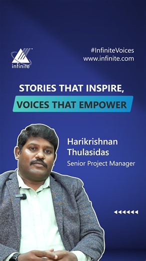 Infinite Computer Solutions on Instagram: "At Infinite, we believe great projects thrive on clarity, collaboration, and accountability. 💫 In this edition of #InfiniteVoices, Hari Krishnan, Senior Project Manager, shares how structured project management and team synergy are driving success across engagements. 🎥Watch now: https://youtu.be/64--AtQyvHI #InfiniteComputerSolutions #InfiniteVoices #ProjectLeadership #TeamInfinite #InfinitePossibilities"