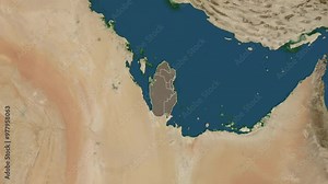 Zoom from Earth to Qatar. (with Provinces) World map animation with highlighted borders of countries. Images from NASA