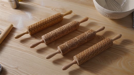 3.8K views · 21 reactions | These rolling pins are laser engraved with ornate designs that seamlessly transfer onto rolled-out cookie dough and stay visible after baking. Available in three designs, they are an easy way to add some flair to your holiday baking. Made in Poland, available here: https://bit.ly/HolidaySweaterEmbossingRollingPins | Lee Valley Tools | Facebook