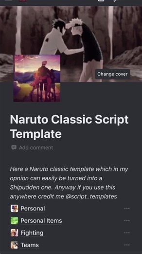 Naruto Classic Script Template for Notion | Shifting Realities
