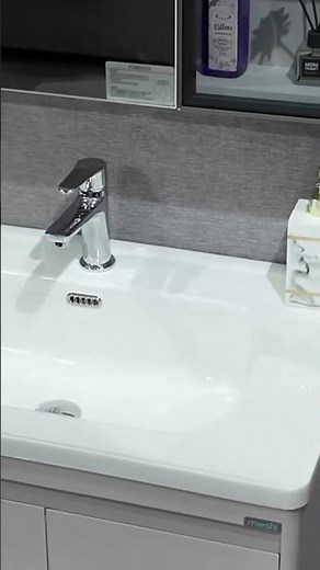 Wall‑Mounted Bathroom Vanity Cabinet Ceramic Integrated Sink with LED Mirror Cabinet |Factory Supply