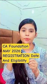 CA Foundation May 2026 Registration Last Date | Eligibility| ICAI Update #icai #shorts #icaiexam