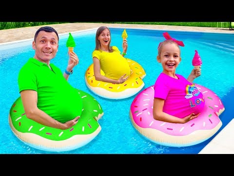 Ice Cream Splash Party in the Pool with Family Fun!