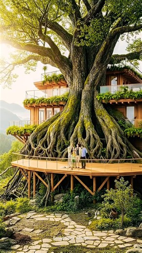 "Ancient Giant Tree Root Mansion" #shorts #viral #relaxing #homedesign