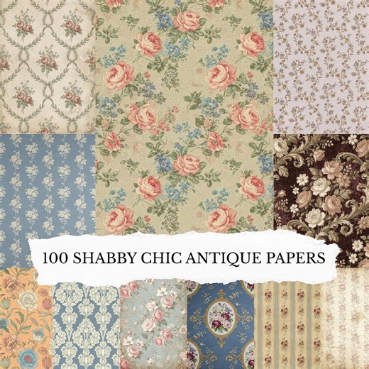 100 Shabby Chic Antique Scrapbooking Papers: Vintage Wallpaper Junk Journal Pages, Cottagecore Floral Backgrounds, Printable Journal Paper - Etsy