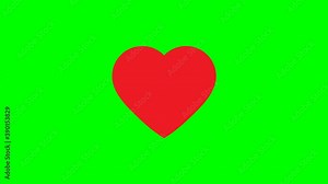 animation of broken separated heart icon and heart beat on green background. 4k video