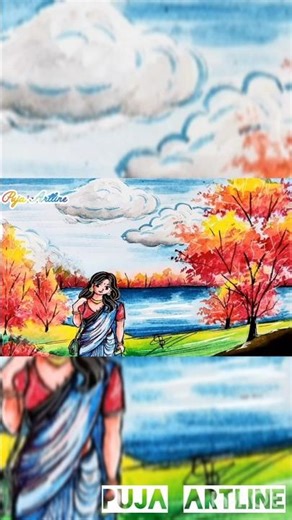 Beautiful Spring Scenery Drawing #winter #spring #scenery #drawing #tutorial #fanart #girldrawing