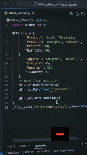 I Created Excel Sheet Using Python! 😱#Shorts