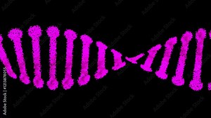 Abstract digital rotating dna molecule on futuristic dark space background. Artistic rotating of dna molecule on futuristic copy space animation background.