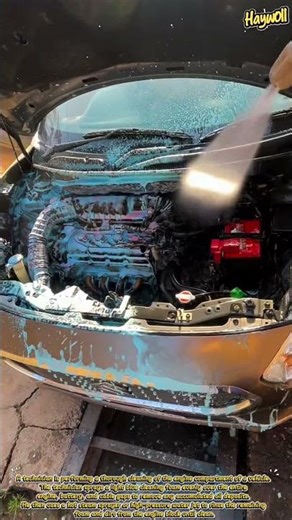Cleaning the car engine compartment using foam and pressurized steam