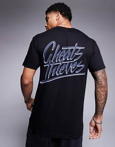 Cheats & Thieves script logo back print 200gsm t-shirt in black | ASOS