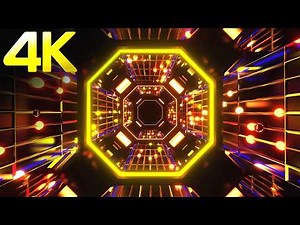 4K Abstract Square Tunnel Party Metallic ColorFull Cyber Light Neon Led ScreenSaver Background Video