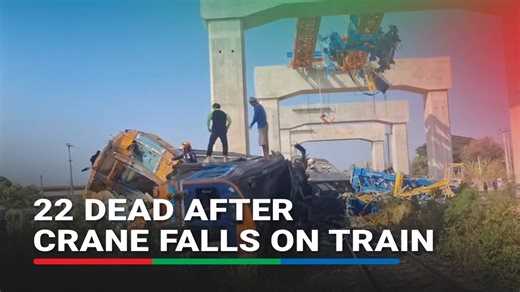 At least 22 people have died and over 50 were injured after a crane lifting a high-speed rail bridge segment collapsed onto a passenger train traveling from Bangkok’s Krung Thep Aphiwat to Ubon Ratchathani. | ABS-CBN News