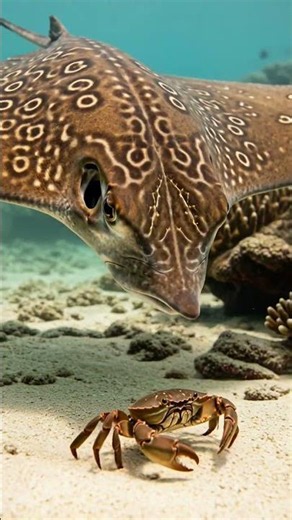 Butterfly Ray Spots a Crab and Gulps It Down in One Fast Strike
