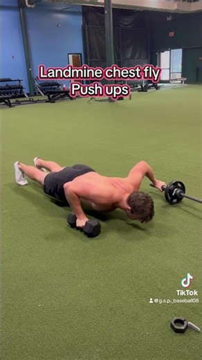 Landmine chest fly push ups