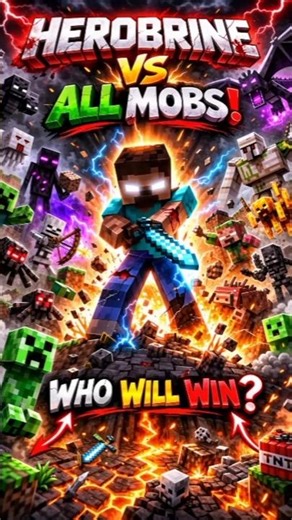 Herobrine vs All Mobs 😈🔥 | Who Wins?