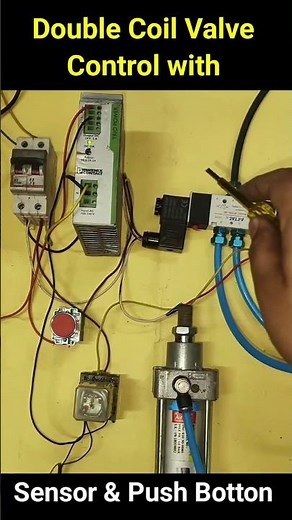 Solenoid Valve control with push botton and sensor| Double Coil Solenoid Valve Control with Sensor