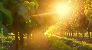 Organic Farming at a Hazelnut Tree Plantation Yields Fresh Ripe Hazelnuts During Sunset. Concept Agriculture, Hazelnut Farming, Organic Practices, Sunset Harvest, Fresh Produce Stock Video