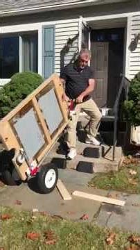 Pool Table Dolly moving slate upstairs, using spacer block, landing boards etc