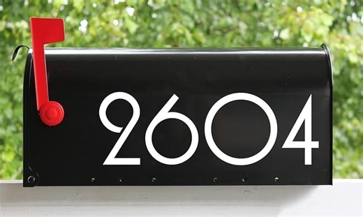 Grey - Art Deco Mailbox Numbers - 2.5" Tall - Vinyl Decal - Modern Contemporary Office Home Address -